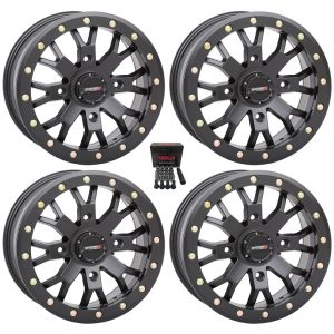 System 3 SB-4 Beadlock Black (4+3) ATV Wheels 14