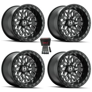 Hostile Glamis 15x7 Wheels Gloss Black/Milled Polaris RZR Turbo R & Pro R Ranger 1500 Xpedition